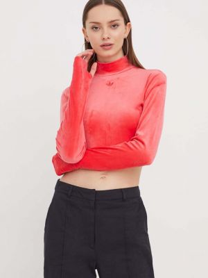 Кадифена блуза с дълъг ръкав Adidas Originals червено