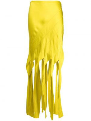 Сатенена пола с ресни Stella Mccartney жълто
