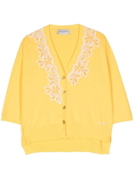 Cardigan long à fleurs en tricot Ermanno Firenze jaune