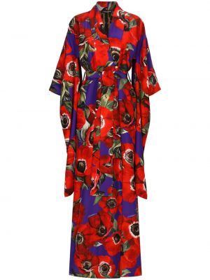 Virágos selyem kabát nyomtatás Dolce & Gabbana piros