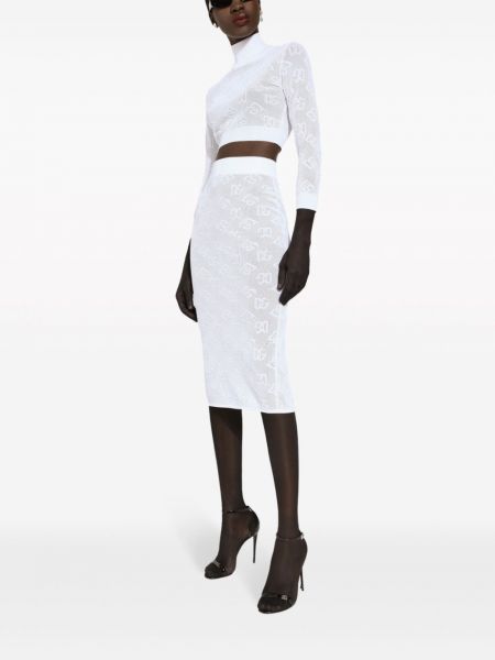 Žakárové midi sukně Dolce & Gabbana bílé