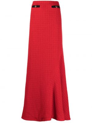 Tvídová dlhá sukňa Alessandra Rich červená