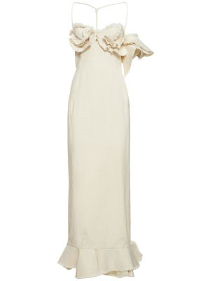 Макси рокля от креп Jacquemus бяло