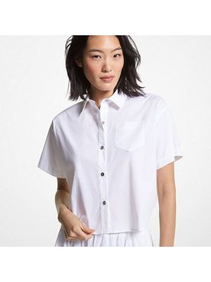 Укороченная рубашка Michael Michael Kors Stretch Organic Cotton Poplin белый