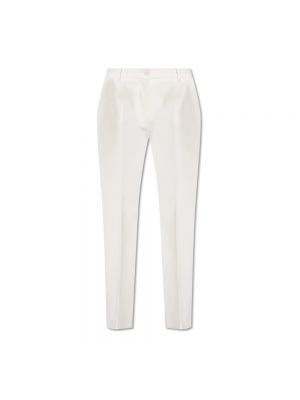 Pantaloni dritti a vita bassa di lana Dolce & Gabbana bianco