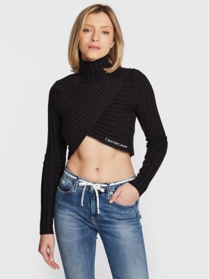 Dolčevita slim fit Calvin Klein Jeans crna