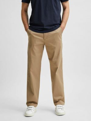 Relaxed chino панталони Selected Homme бежово