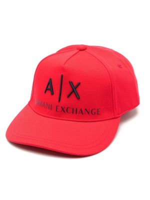 Шапка с козирки бродирана Armani Exchange червено