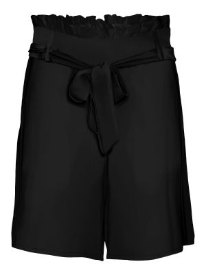 Jednofarebné viskózové nohavice s vysokým pásom Vero Moda - čierna