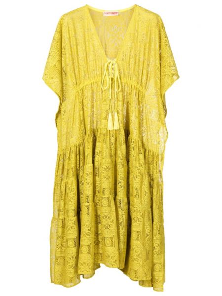 Krajkové midi šaty Olympiah žluté
