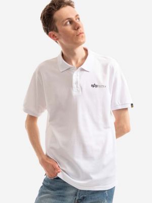Памучна тениска с дълъг ръкав Alpha Industries бяло
