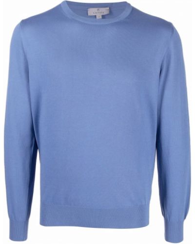 Bombažni pulover Canali modra