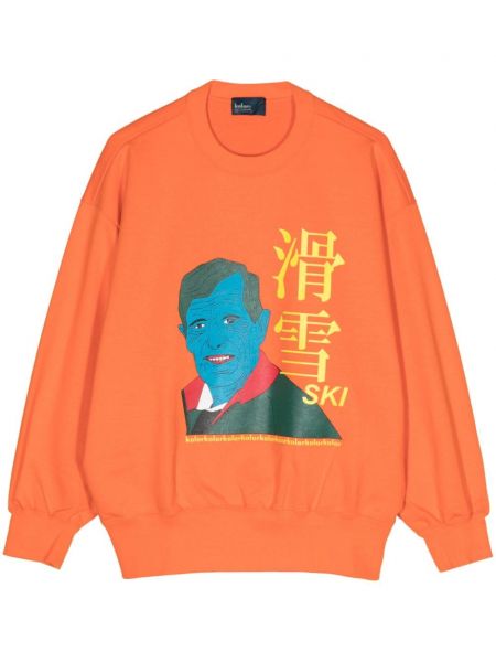 Raštuotas medvilninis džemperis Kolor oranžinė