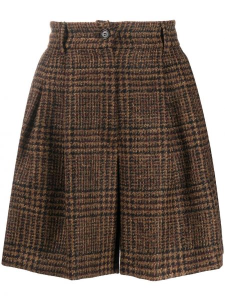 Tweed sjekket skinn shorts Dolce & Gabbana brun