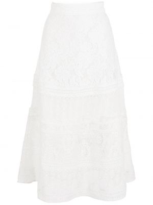 Midi sukně s vysokým pasem na zip Martha Medeiros - bílá