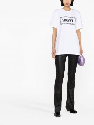 T-shirt mit stickerei aus baumwoll Versace weiß