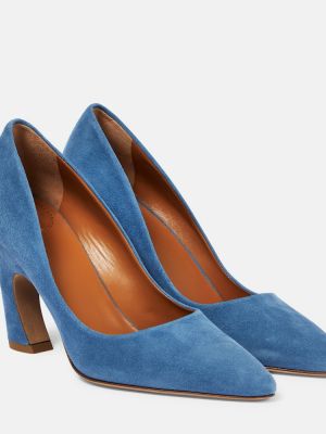 Pantofi cu toc din piele de căprioară Chloã© albastru