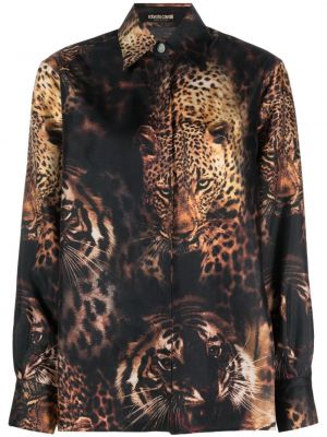 Svilena košulja s printom s uzorkom tigra Roberto Cavalli