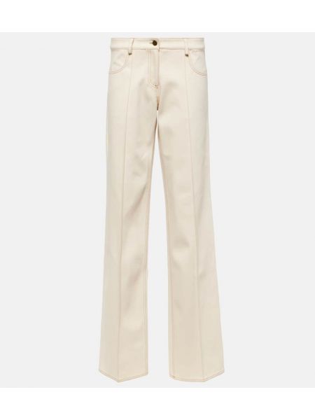 Βαμβακερό παντελόνι με χαμηλή μέση σε φαρδιά γραμμή Aya Muse λευκό
