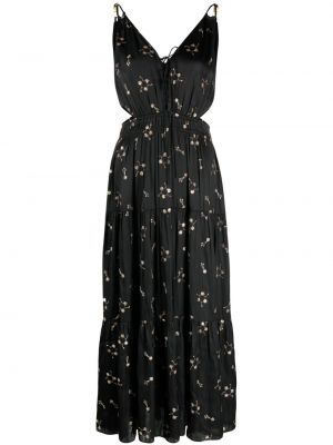 Φλοράλ μίντι φόρεμα με κέντημα Maje μαύρο