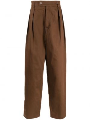 Plisované bavlněné rovné kalhoty Amiri hnědé