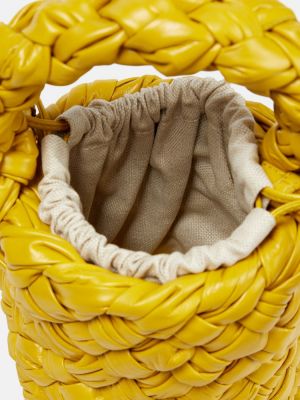 Kapelusz skórzany Bottega Veneta żółty