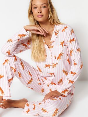 Пижама с принт с животински шарки Trendyol