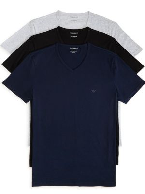 Хлопковая футболка с v-образным вырезом Armani черная