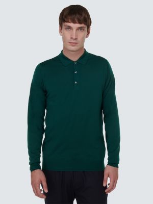 Вълнена поло тениска John Smedley зелено