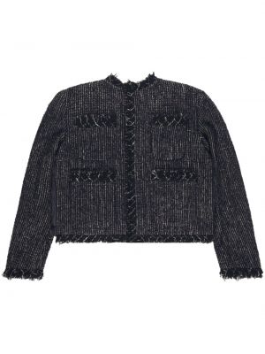 Giacca con frange in tweed Sacai nero