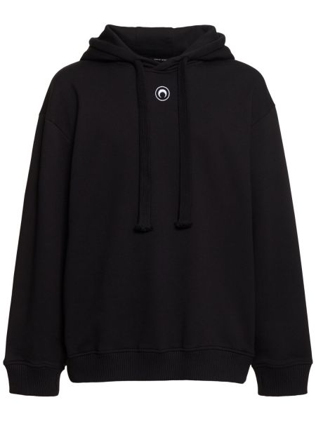 Pamučna hoodie s kapuljačom Marine Serre crna