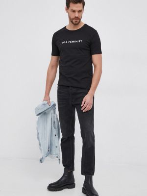 Koszulka bawełniana Answear Lab czarna