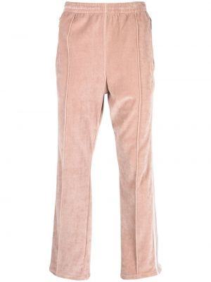 Aksamitne haftowane spodnie sportowe Needles różowe