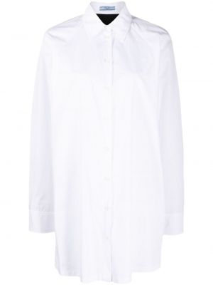Bavlněné košilové šaty Prada bílé