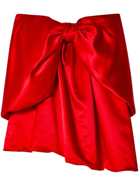 Сатенена коктейлна рокля с панделка Simone Rocha червено
