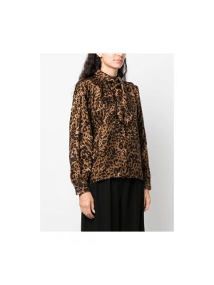 Blusa con lazo con estampado leopardo Vetements marrón