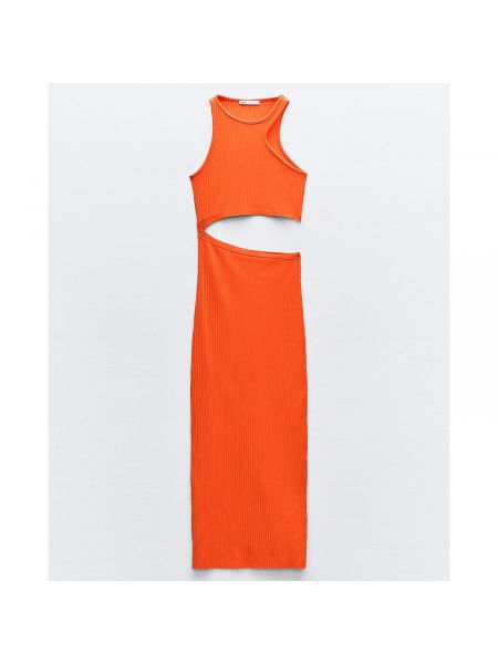 Длинное платье Zara оранжевое