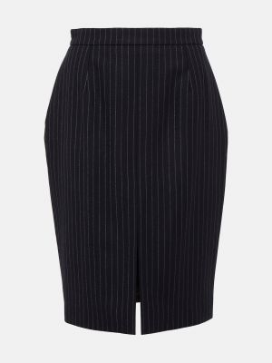 Черная шерстяная юбка-карандаш в полоску Saint Laurent