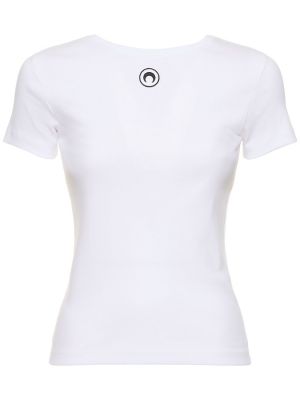 Bavlnené tričko s krátkymi rukávmi Marine Serre biela