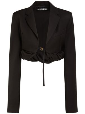 Volnena jakna iz krep tkanine Jacquemus črna