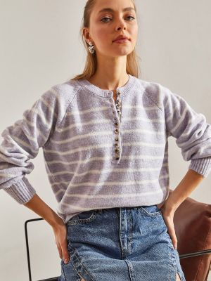 Svītrainas džemperis ar augstu apkakli Bianco Lucci