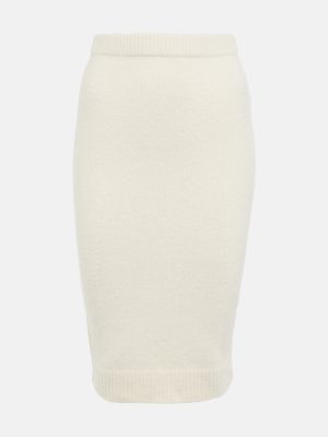 Pletené bavlněné midi sukně Tom Ford bílé