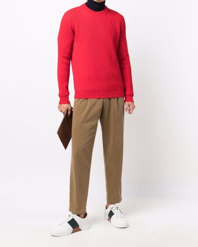 Jersey de lana merino de tela jersey de cuello redondo Roberto Collina rojo