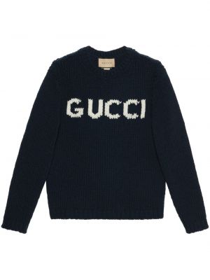 Vlněný svetr Gucci modrý