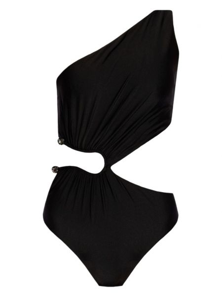 Costum de baie drapat Self-portrait negru