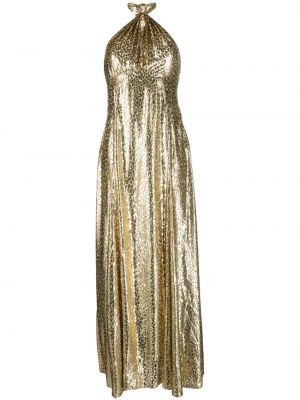 Копринена вечерна рокля с принт Michael Kors Collection златисто