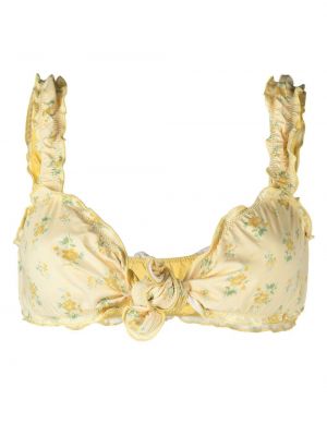 Trykt floral topp Frankies Bikinis gul