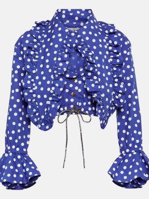 Хлопковая блузка в горошек с рюшами Vivienne Westwood синяя