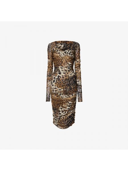 Леопардовое платье миди с принтом Roberto Cavalli