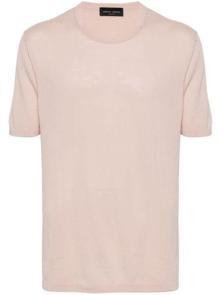 Bavlněné tričko Roberto Collina růžové